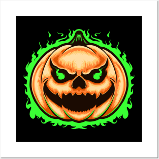 Scary Pumpkin halloween Head Posters and Art